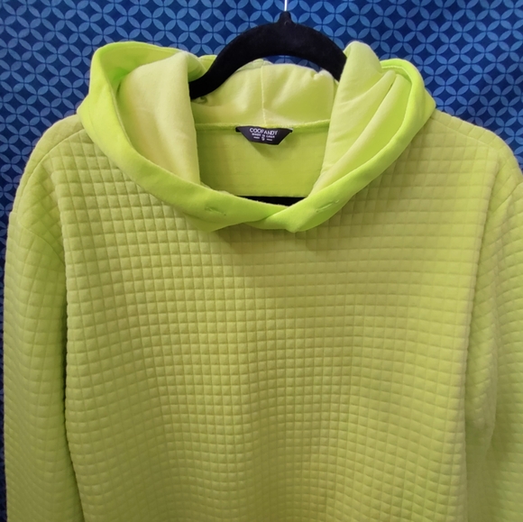 COOFANDY - Mens bright green, quilted pattern, pullover sweatshirt. Size-S - Picture 3 of 7
